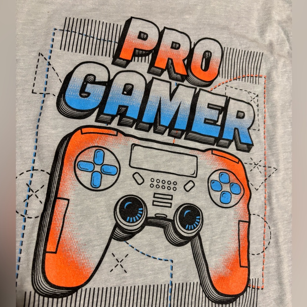 Cat & Jack Boys’ Short Sleeve Pro Gamer Graphic Shirt - Grey XS - Picture 2 of 2